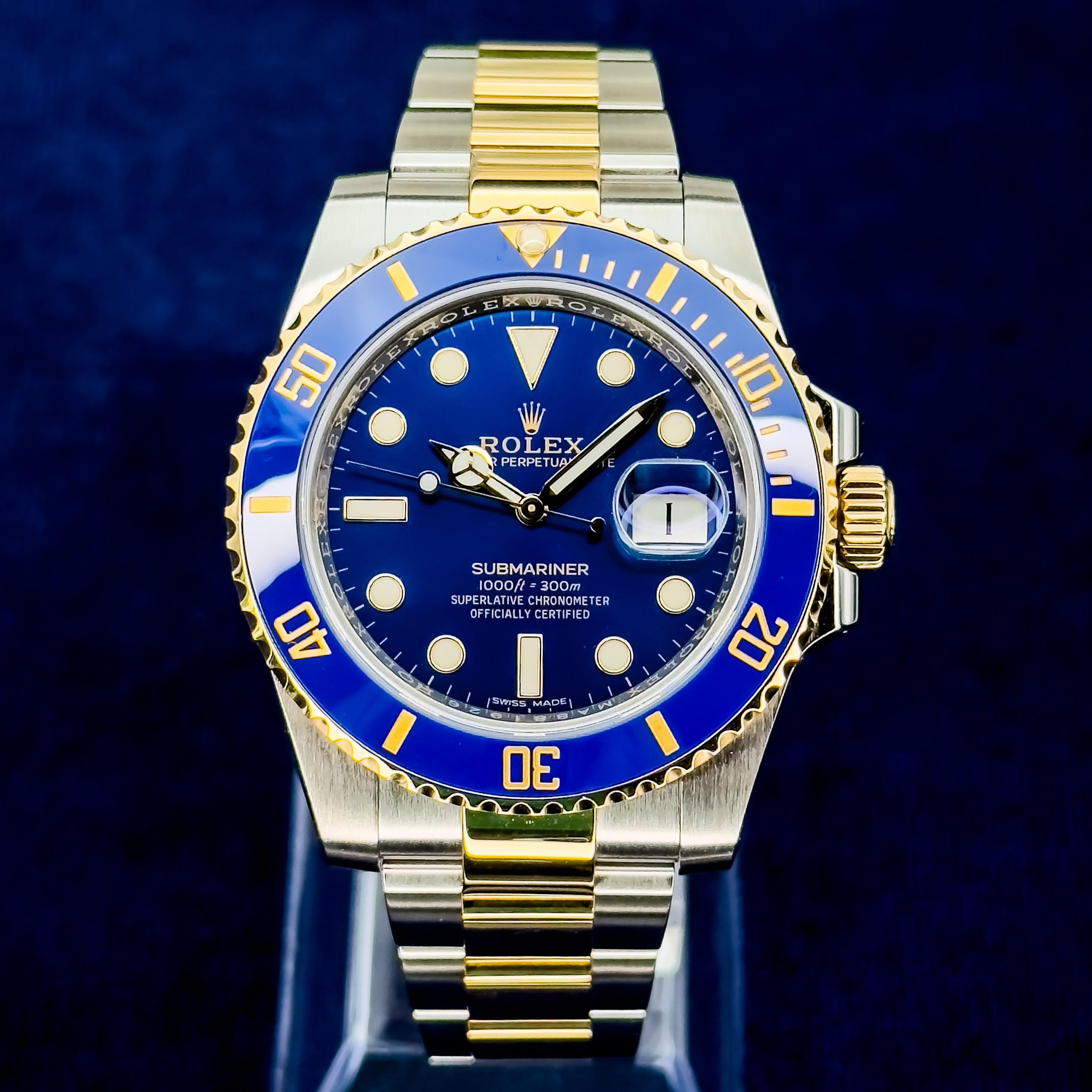 WTS 2018 Rolex Submariner Bluesy Ceramic 116613LB 2 tone 18k Yellow Gold Stainless Steel WatchCharts CA