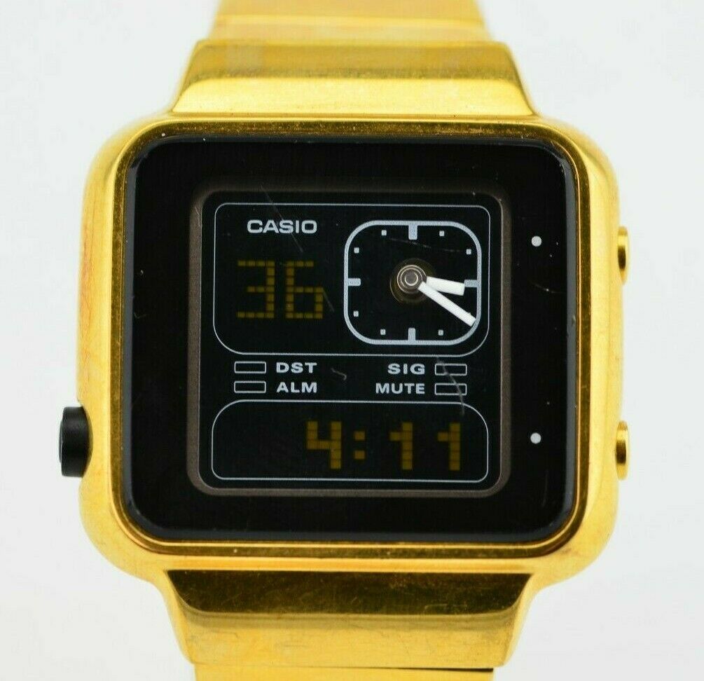 J259 Vintage Casio Gold Futurist Ana Digi Quartz Watch LAQ-2000G