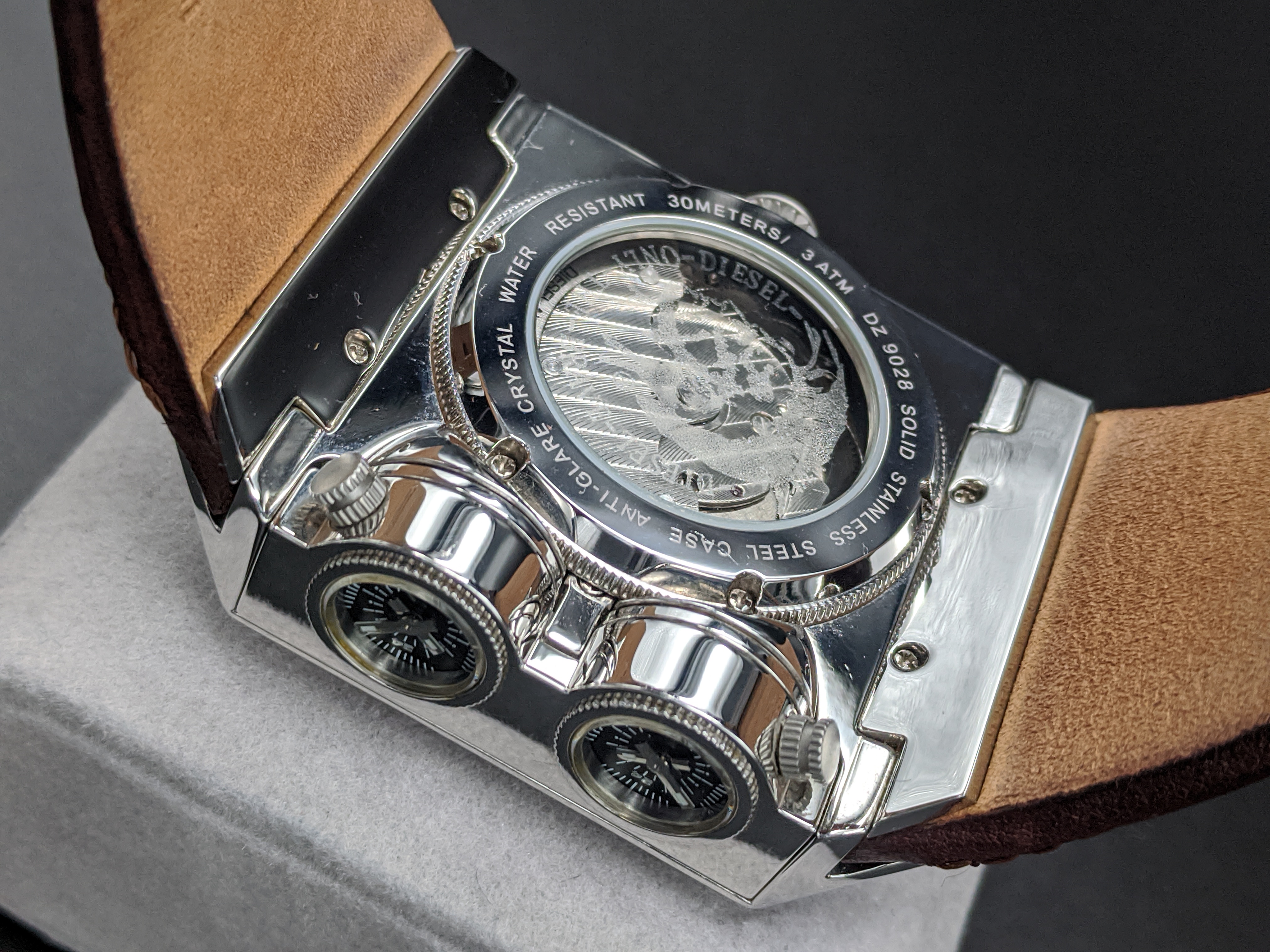 FS: Unique Diesel Black Label automatic triple-time watch DZ 9028