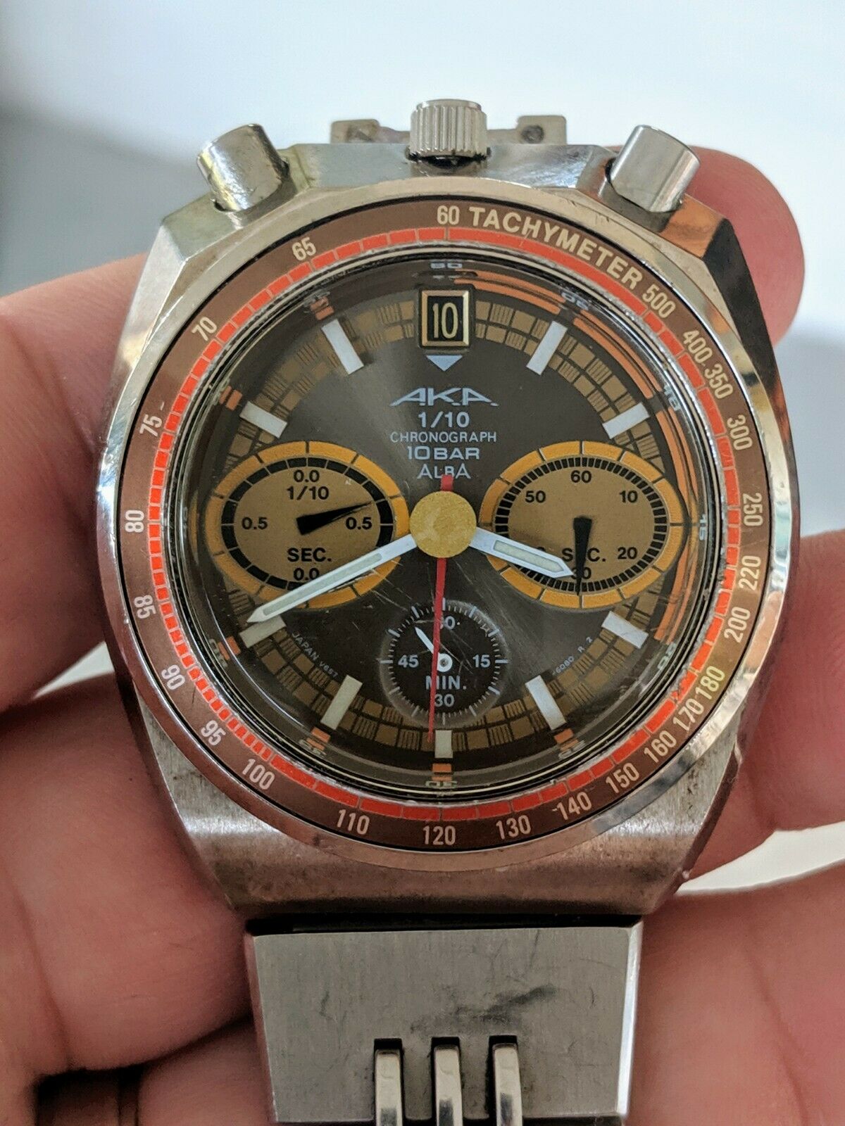 Vintage '97 Alba AKA Seiko 1/10s Retro Bullhead Chronograph Watch