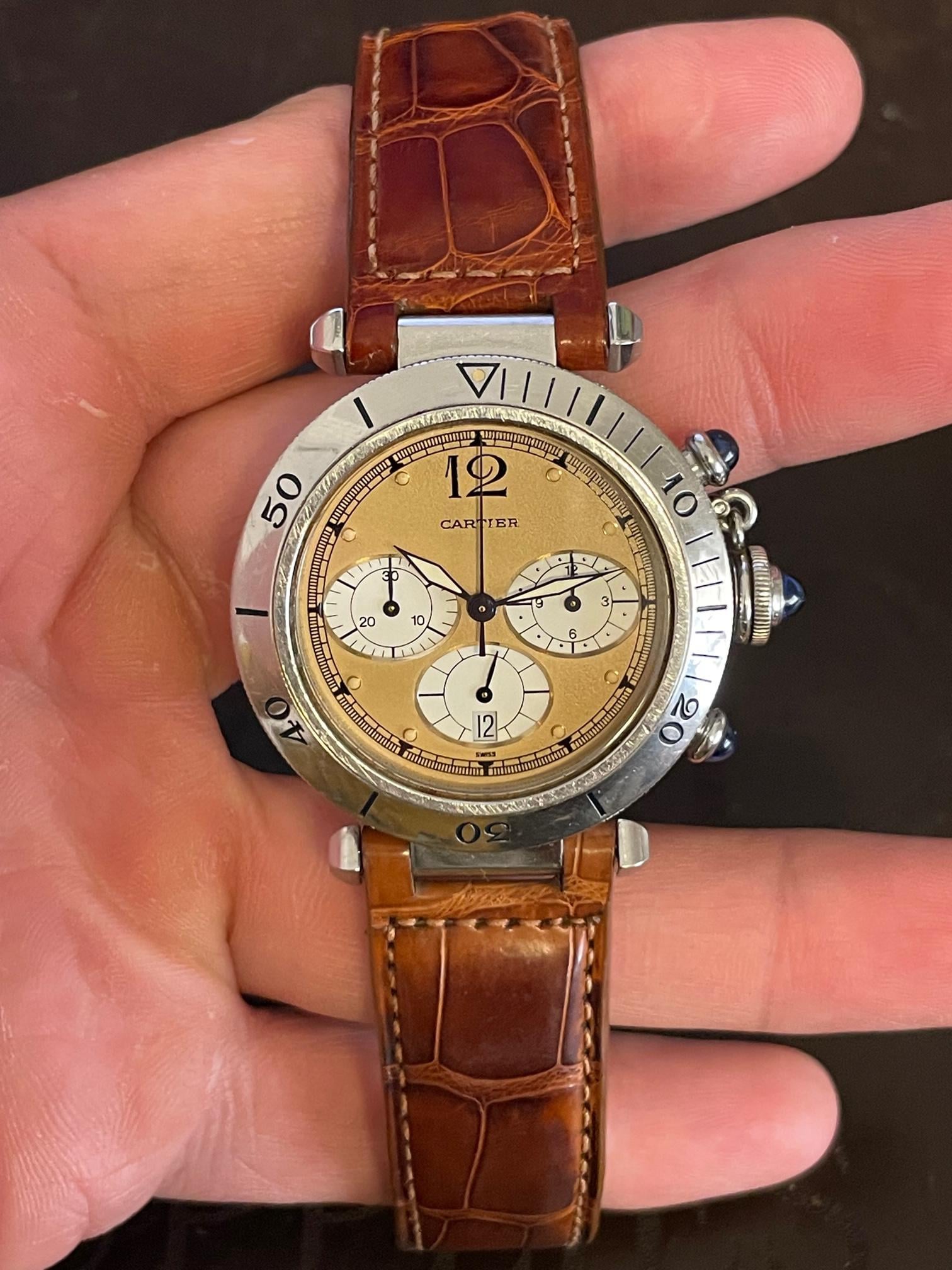 WTS Cartier Pasha Seatimer Chronograph Safari Dial Quartz