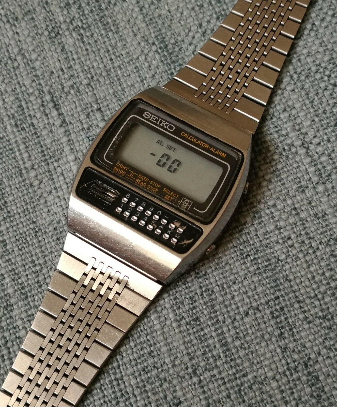 vintage seiko c359-5000 calculator quartz alarm lcd watch from