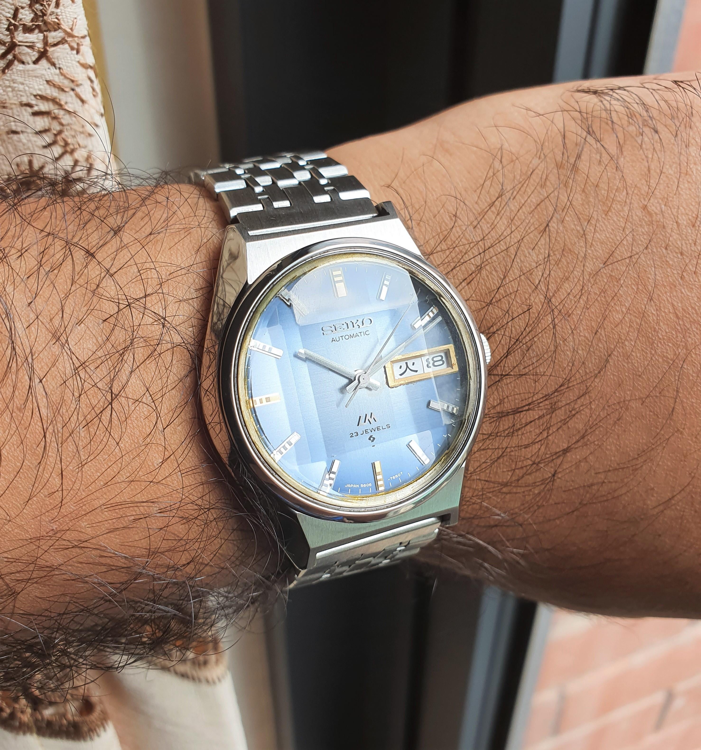 日本の世界遺産　四季の輝き WTS] Seiko Lord Matic Blue Linen Dial Year-1974 Vintage Watch $379