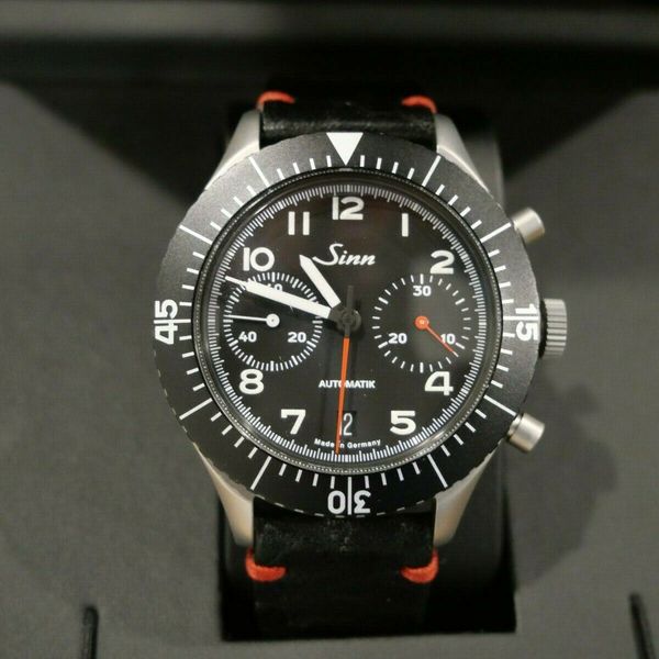 Sinn 158 Chronograph Bundeswehr Limited Edition Black Dial On Leather Watch Watchcharts 7453