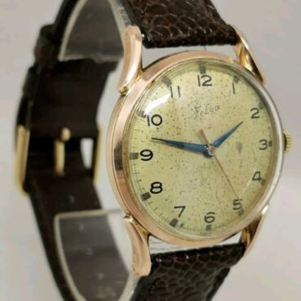 Vtg 1950s Felca Calibre ETA 1100 Rose Gold Plated 33mm Mechanical Gents ...