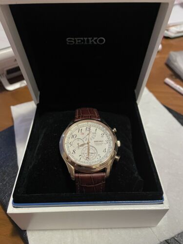 Seiko Perpetual Chronograph 7T86 0AF0 Quartz Calf Leather