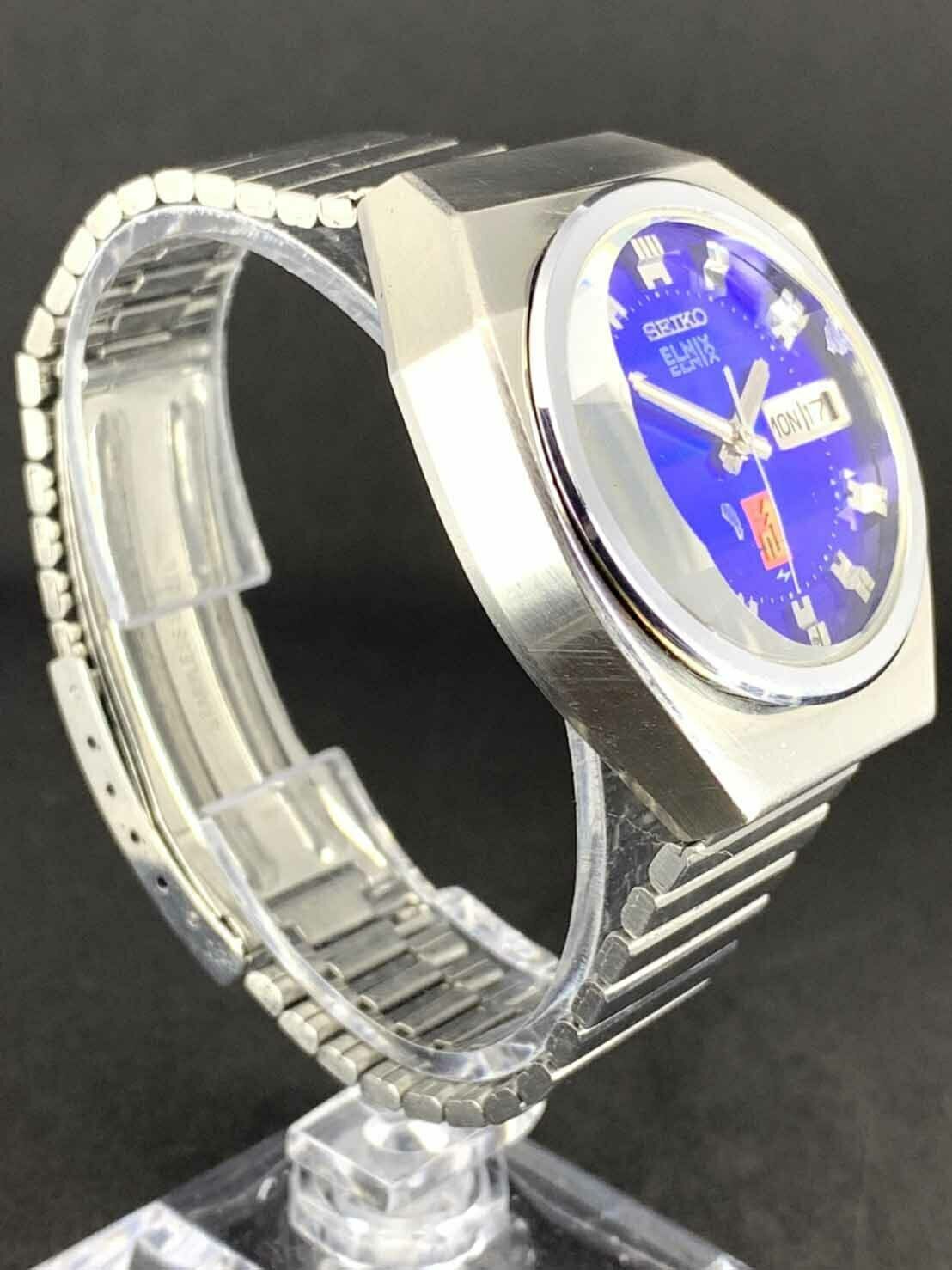 Vintage SEIKO Elnix Watch 9-sided Green cut glass