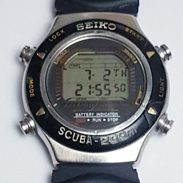 VINTAGE SEIKO S800-0019 Scuba Digital Diver 200m Men's Quartz Japan ...