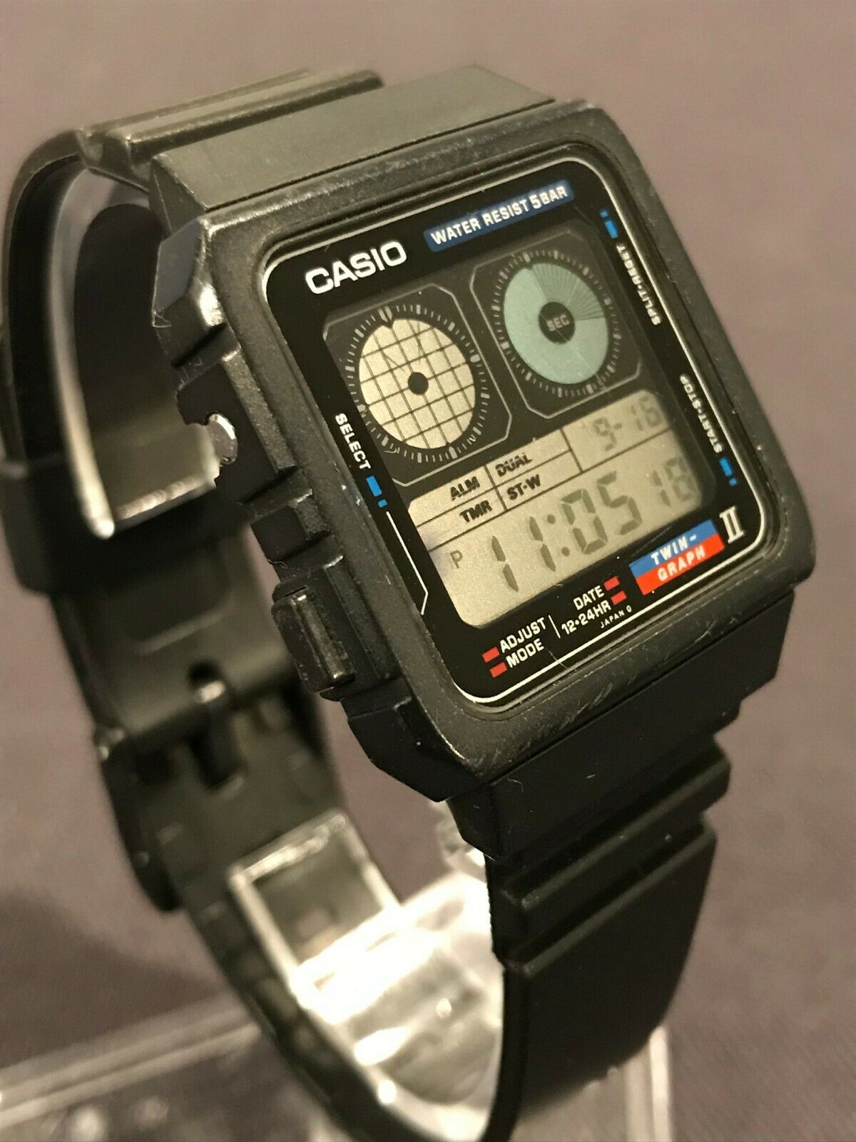 Rare Casio AE-21W Twin-Graph II watch 809 Module Working