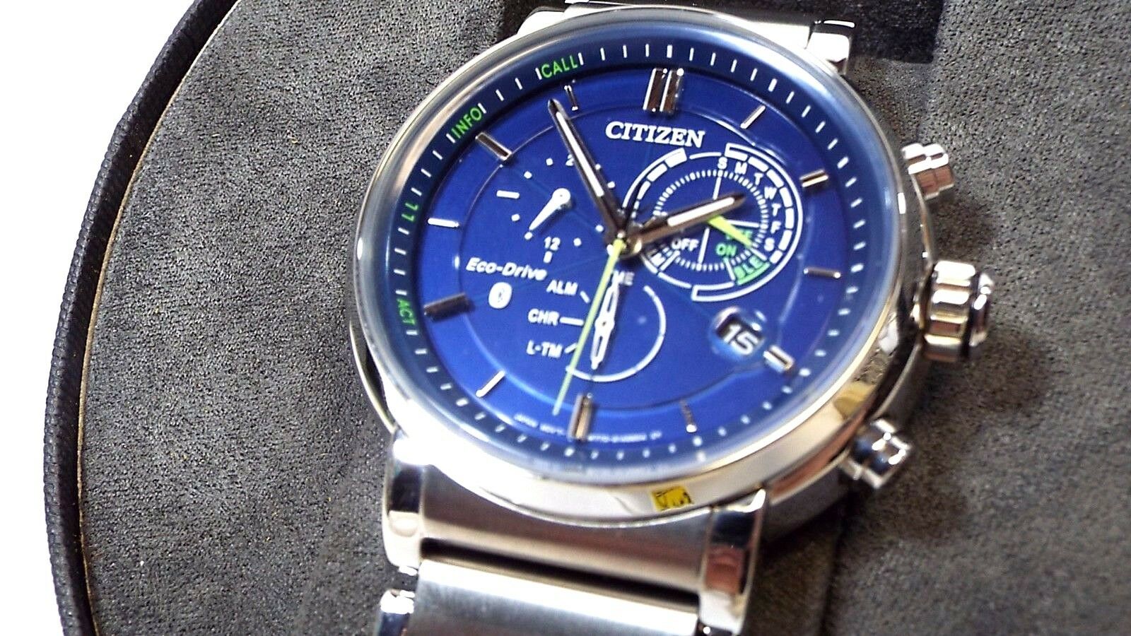 Citizen Eco Drive Proximity Chronograph Blue Dial all Stainless