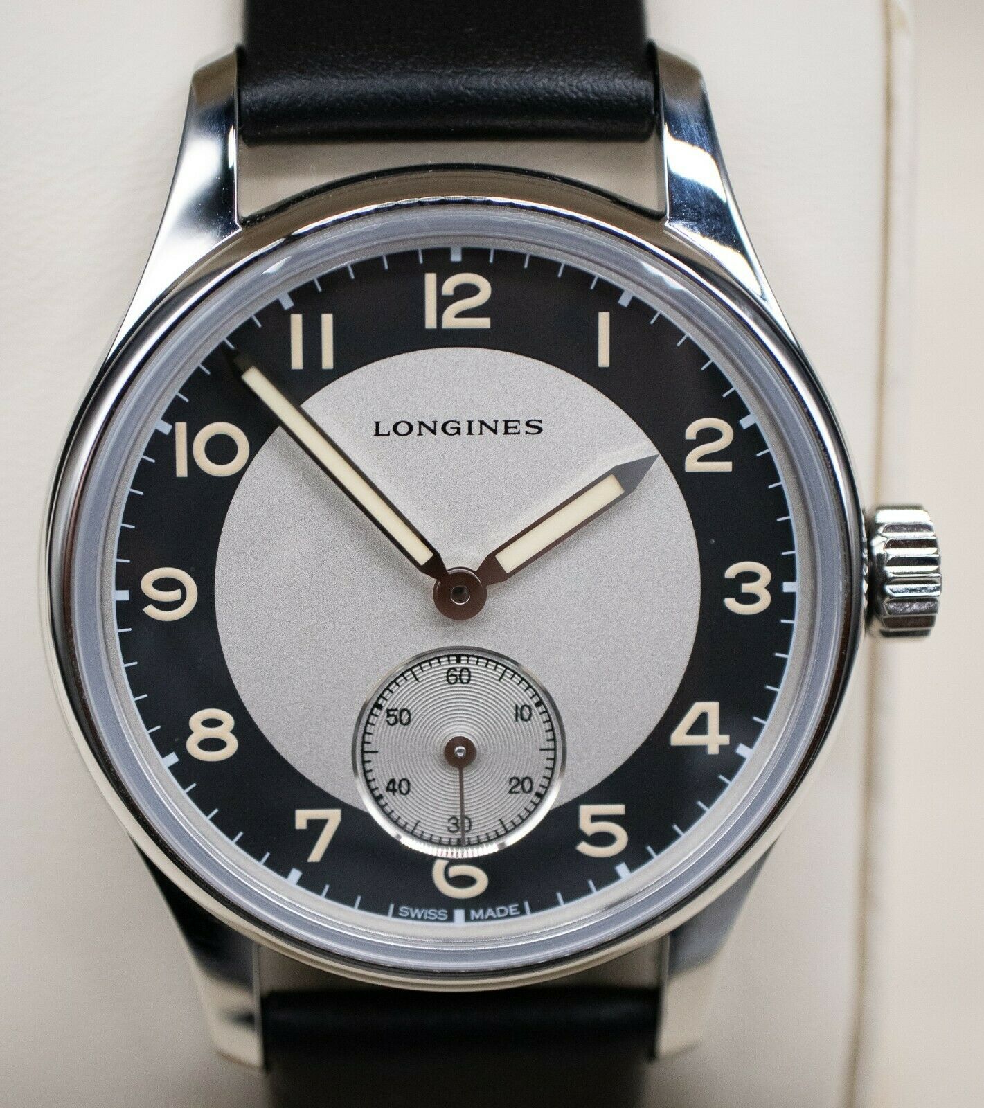 Longines Heritage Classic Tuxedo Automatic Black Leather Strap