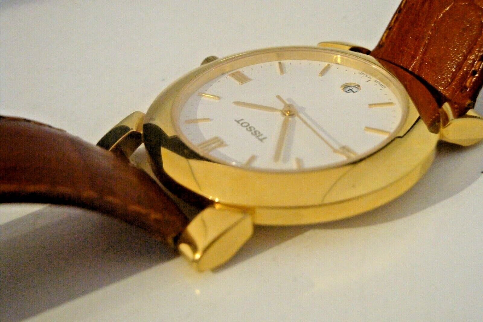 Tissot F385. Vintage gold plated gents watch. Quartz. Sapphire