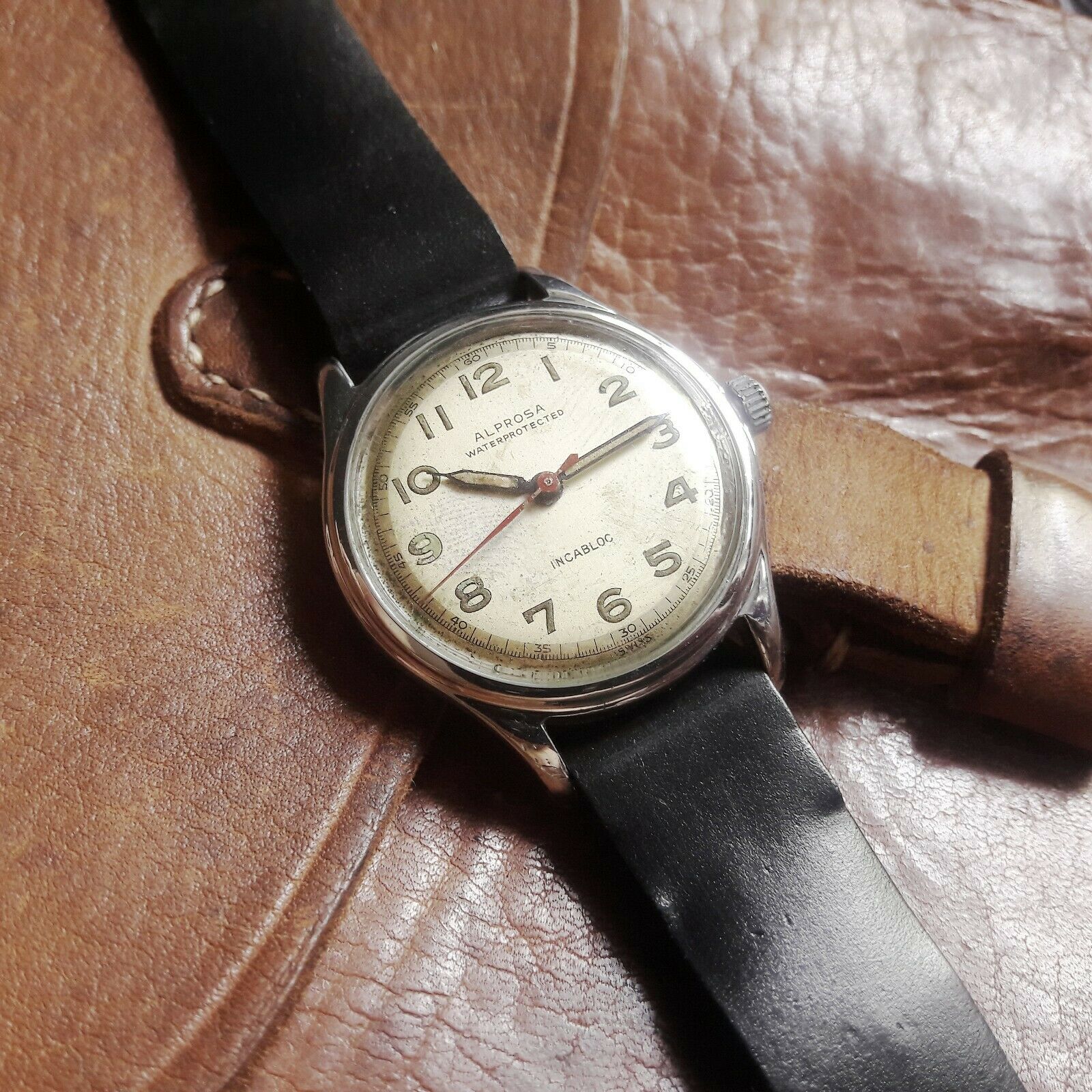 VINTAGE ENICAR ALPROSA SWISS WRIST WATCH MILITARY 1940S 1950S P WW