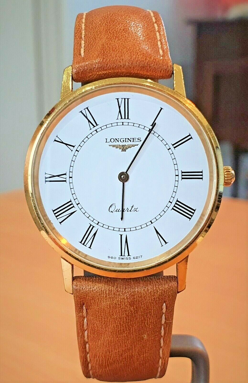 Vintage Longines white dial L960.2 5 jewel quartz watch with