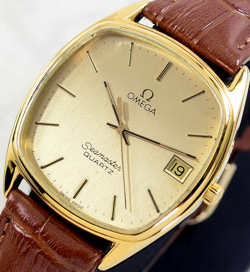 omega seamaster quartz vintage gold