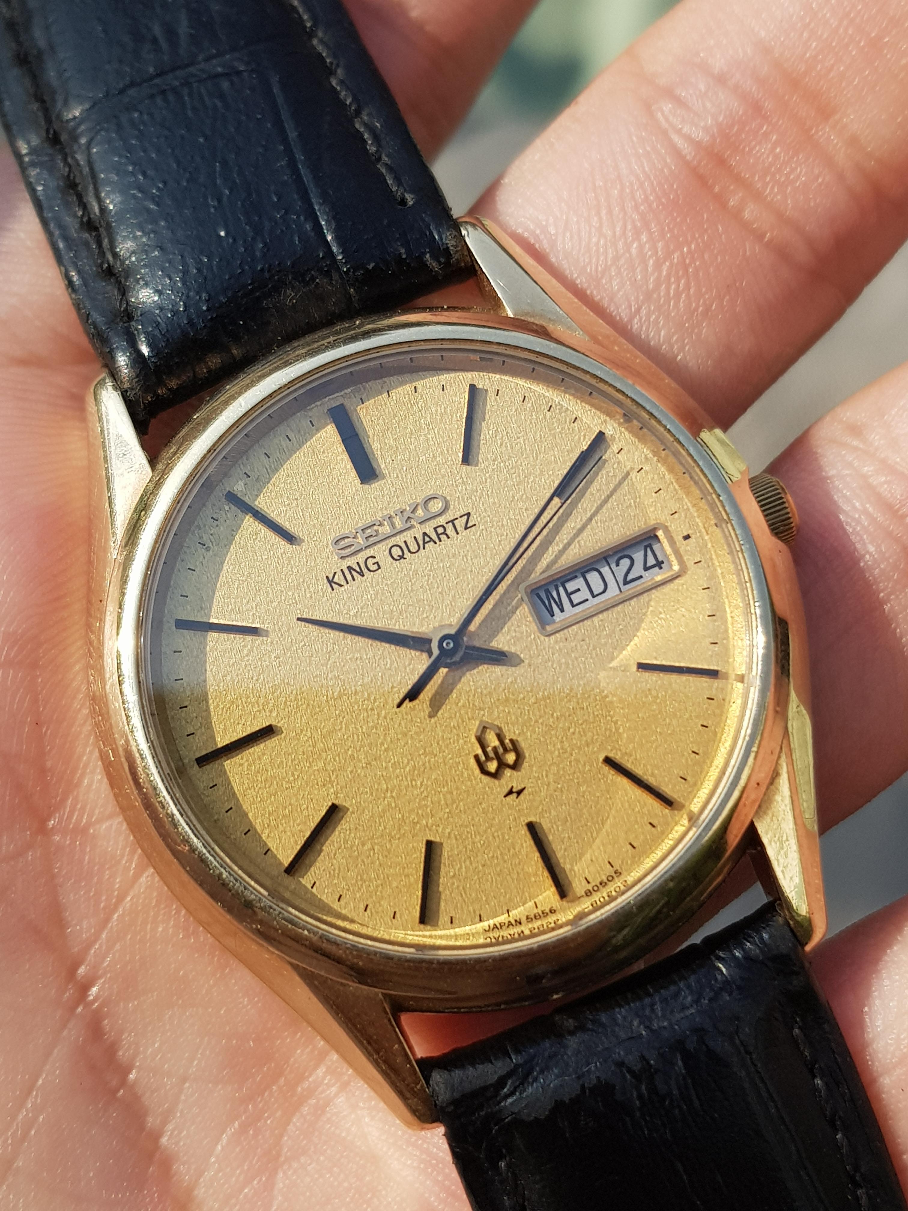 ★SEIKO KING QUARTZ 5856-8050 デイデイト シャンパン文字盤 クォーツ 腕時計 ヴィンテージ オールド キングクォーツ セイコー★ジャンク Seiko King Quartz Men 1970-1979 Ref