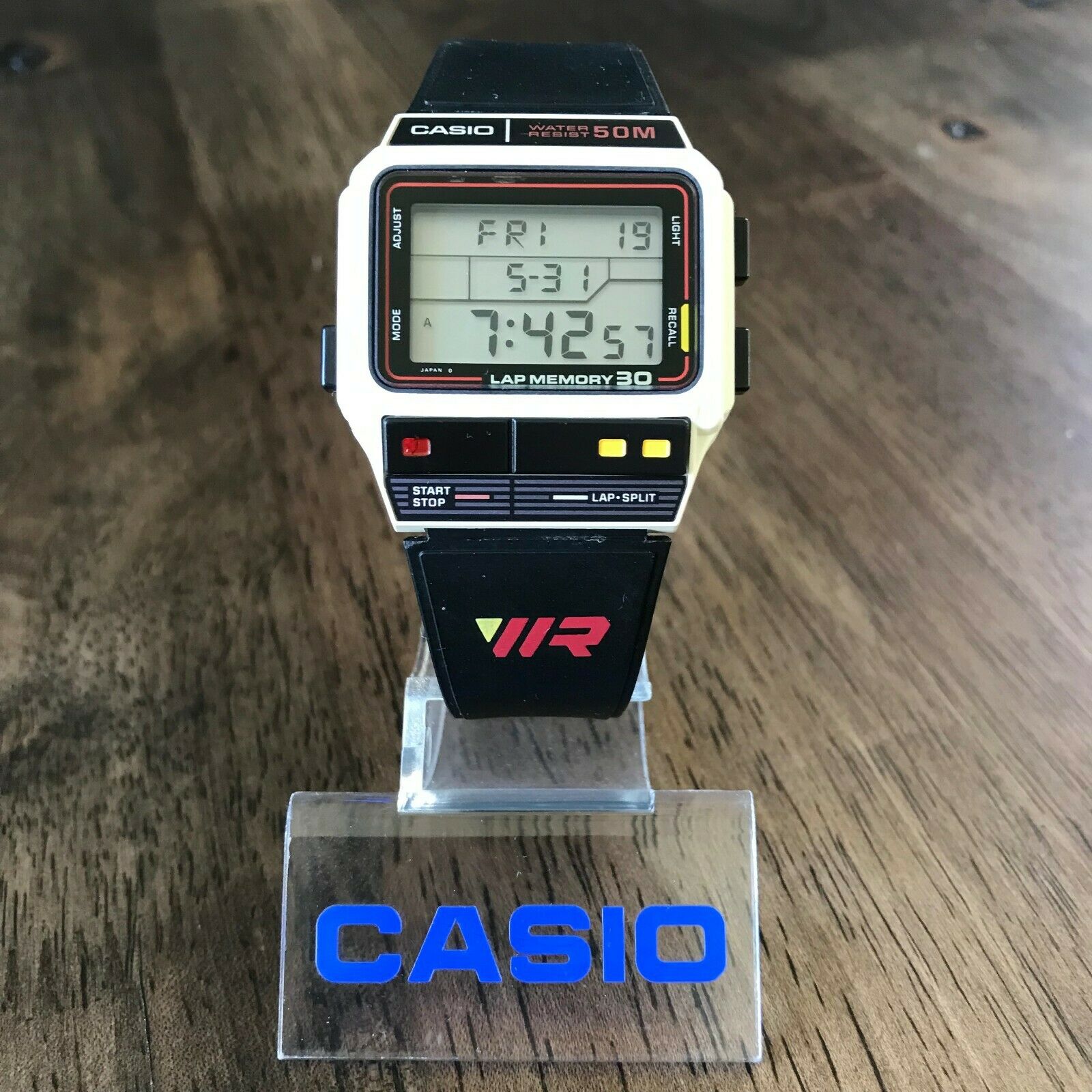 RARE Vintage 1986 Casio SDB-300W Lap Memory Watch w/ ORIGINAL BAND