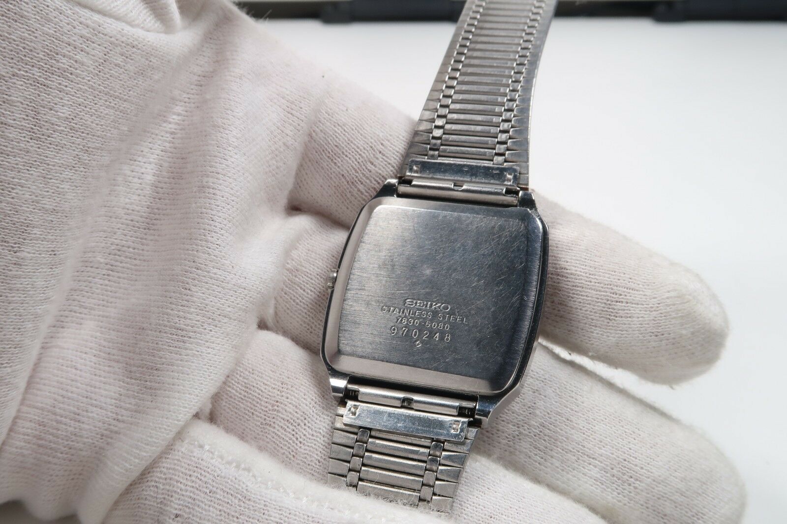 Vintage SEIKO QUARTZ 7830-5080 GREY Dial STAINLESS Mens Watch