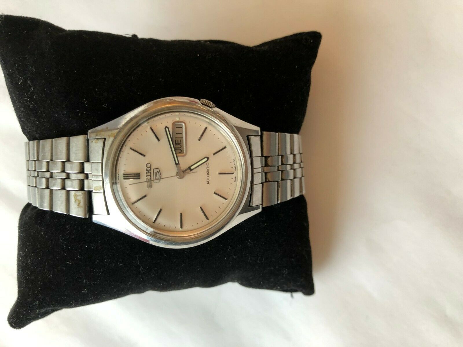 Vintage Seiko 5 Automatic 37 mm Men's Watch 7009-8980 Japan Day