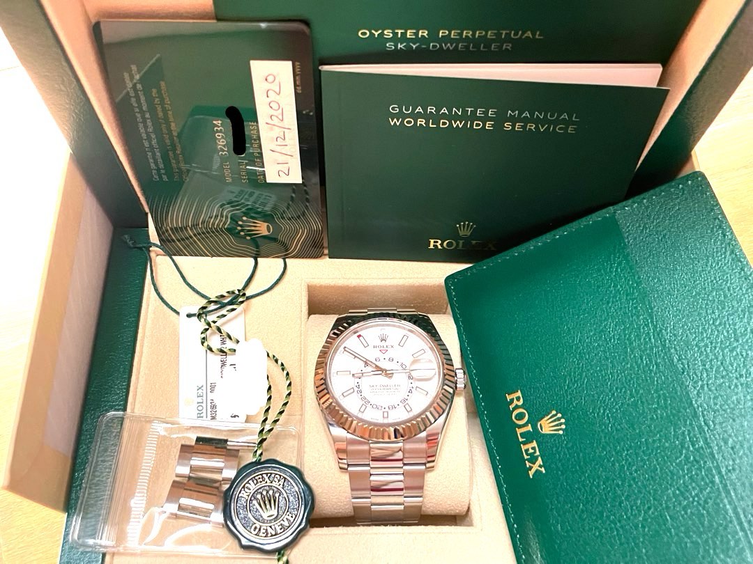 BNIB Full Set Rolex Sky Dweller 326934 White Gold Bezel White Dial