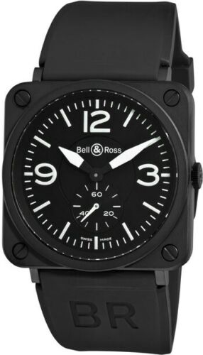 Bell Ross Aviation BR S Ceramic Black Rubber Men s Watch BRS 98