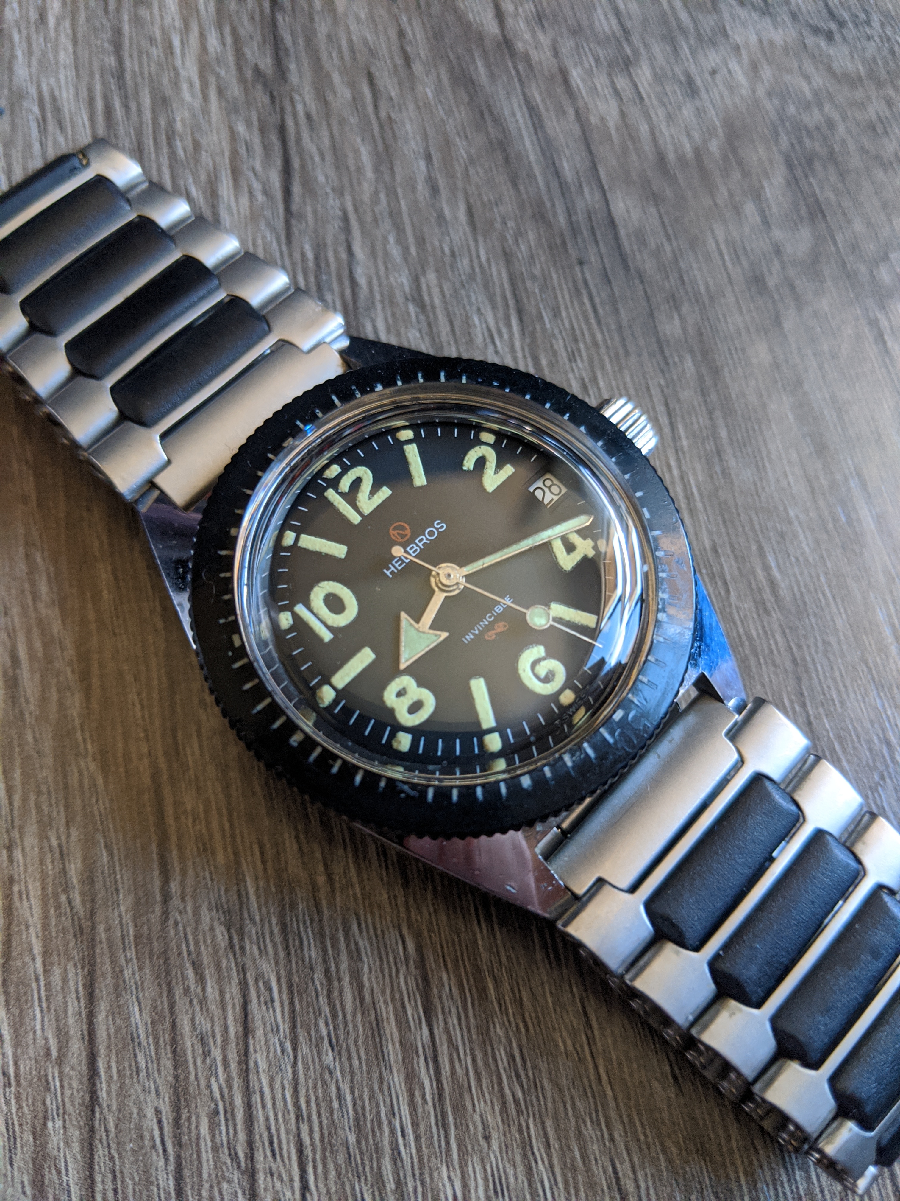 WTS repost Vintage HELBROS Invincible Broad Arrow Lollipop Seconds Swiss Skin Diver WatchCharts Marketplace