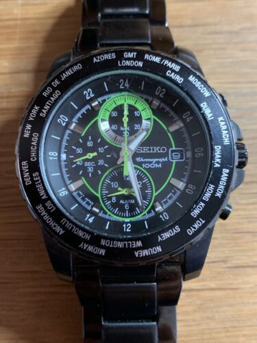Seiko Chronograph 7T62-0JH0 Black Pvd Gents Watch | WatchCharts 
