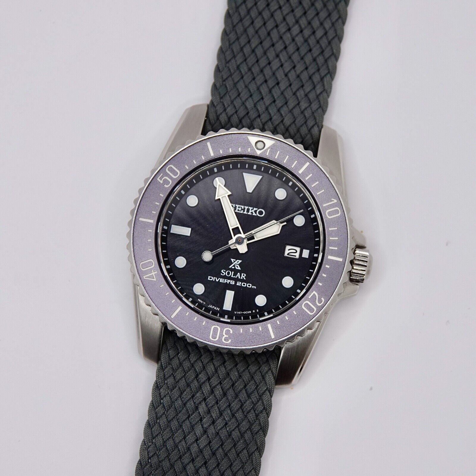 Seiko Prospex Men's Black 38.5mm Solar Dive Watch - SNE569