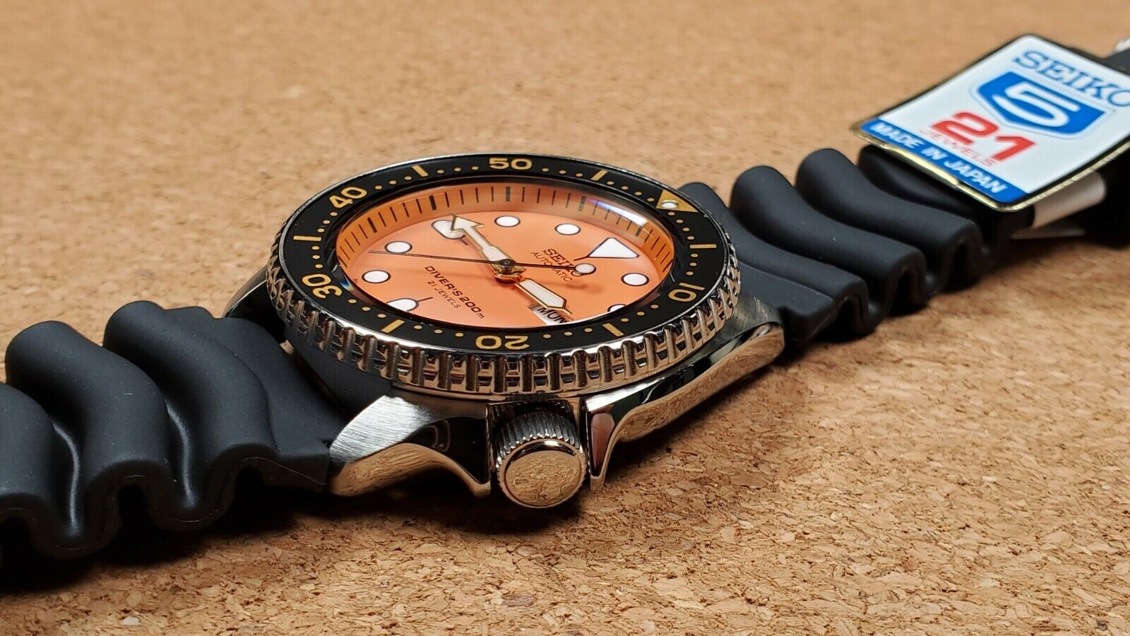 Seiko 5 SKX JDM Automatic Orange Arabic Numeric Day Display Diver