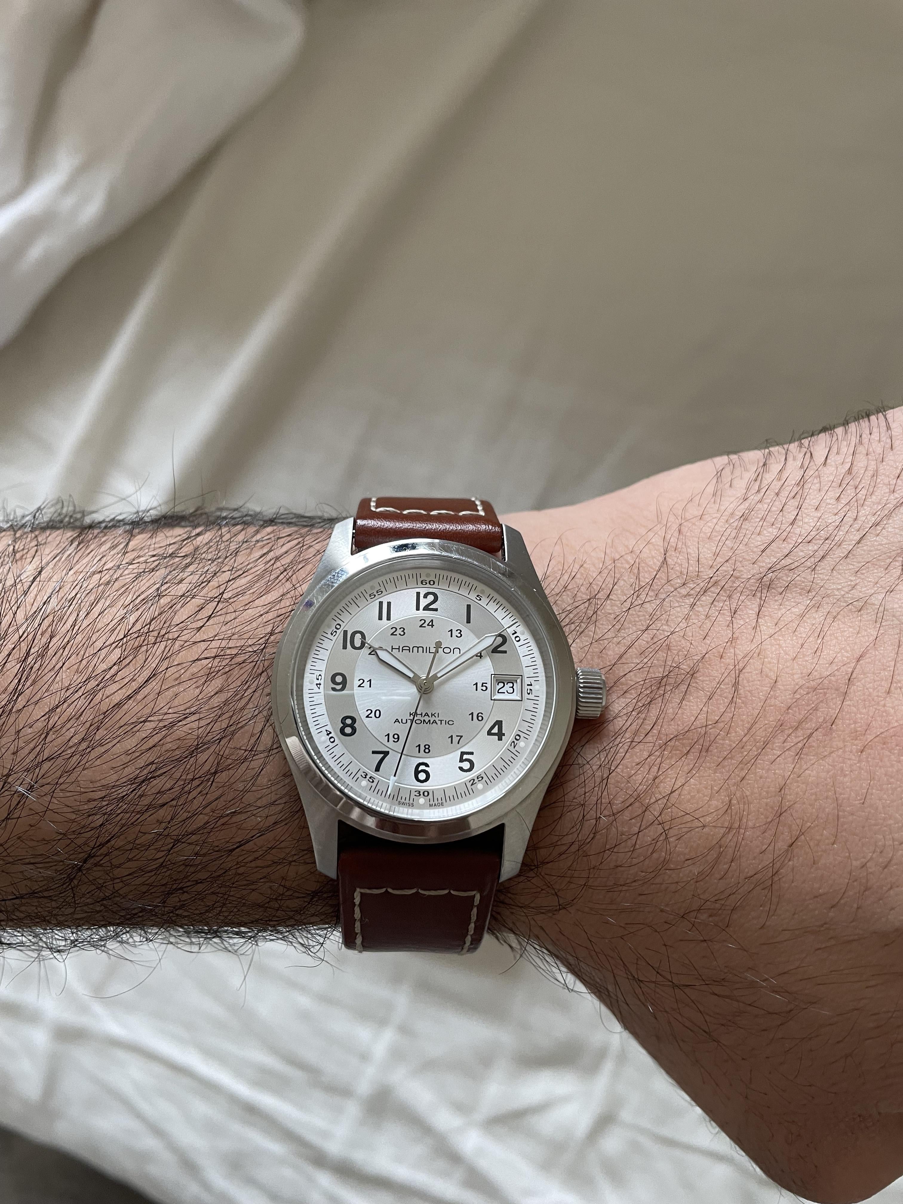 Hamilton khaki hotsell field silver