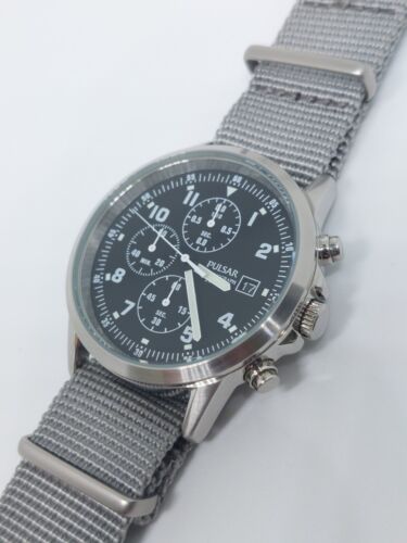 Pulsar Chronograph Grey Men's Watch PM3129X1 Military NATO RAF