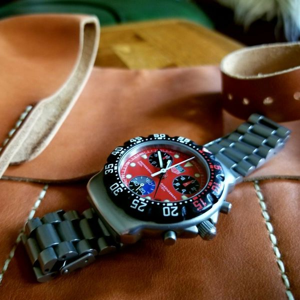 Tag Heuer F1 Chronograph (Red) CA1215 & Leather Watch Roll WatchCharts