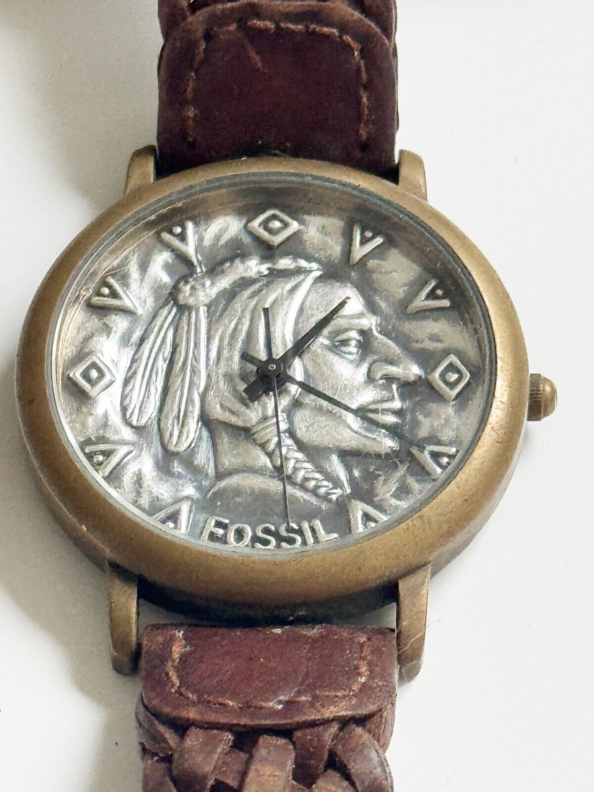 1995 EXTREMELY RARE NATIVE AMERICAN IRON FOSSIL WATCH EC-6849 ? FOSSIL BIGTIC JR 7945 VINTAGE QUARTZ WATCH $ 219 USD  main image 3