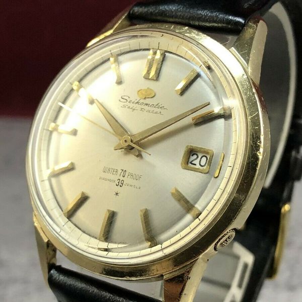 Vintage 1963 SEIKO SEIKOMATIC Self Dater CAP GOLD 39Jewels J13083