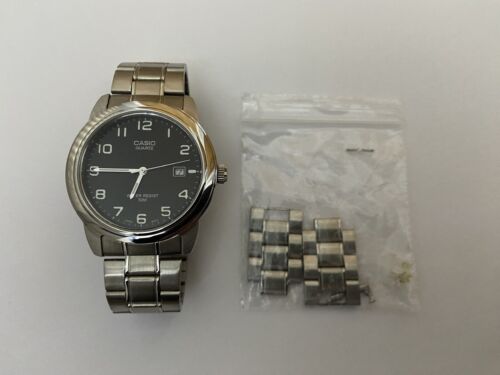 Casio mtp 1221 stainless steel watch mens used Black Face Good Condition WatchCharts