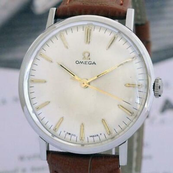 1969 Omega Geneve Date Model 136.041 Manual Wind with onyx style markers sharp & sleek