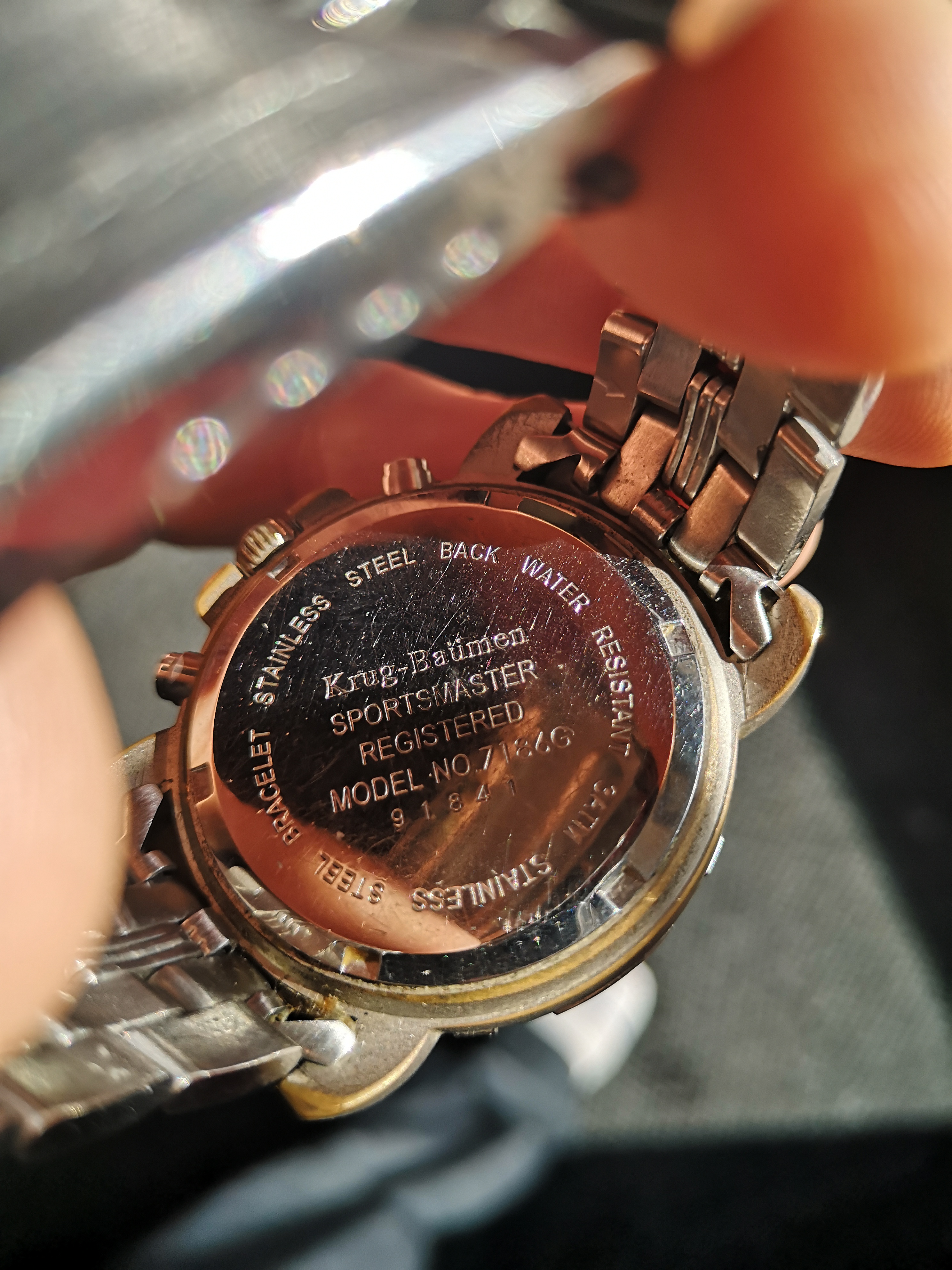 Krug-baumen+Men+Sportsmaster+7186G+WR+Chronograph+Watch+SS+Bracelet for  sale online