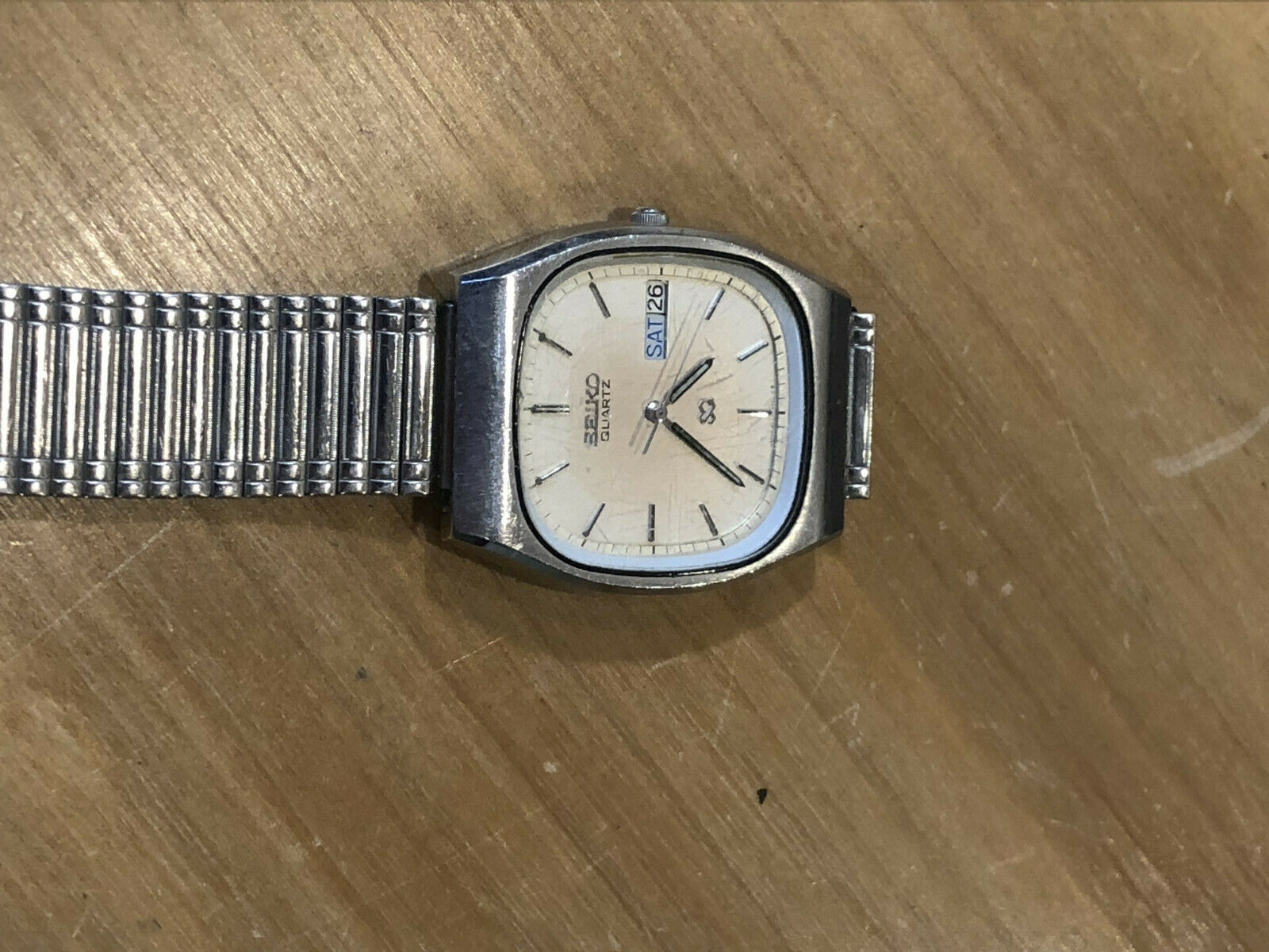 Vintage Seiko SQ Rectangular Stainless Steel Quartz Wrist Watch