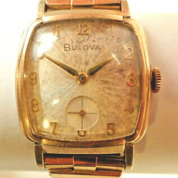 Vintage Antique Bulova Mens Wrist Watch 11AF 17J Runs Gold Filled Bezel ...