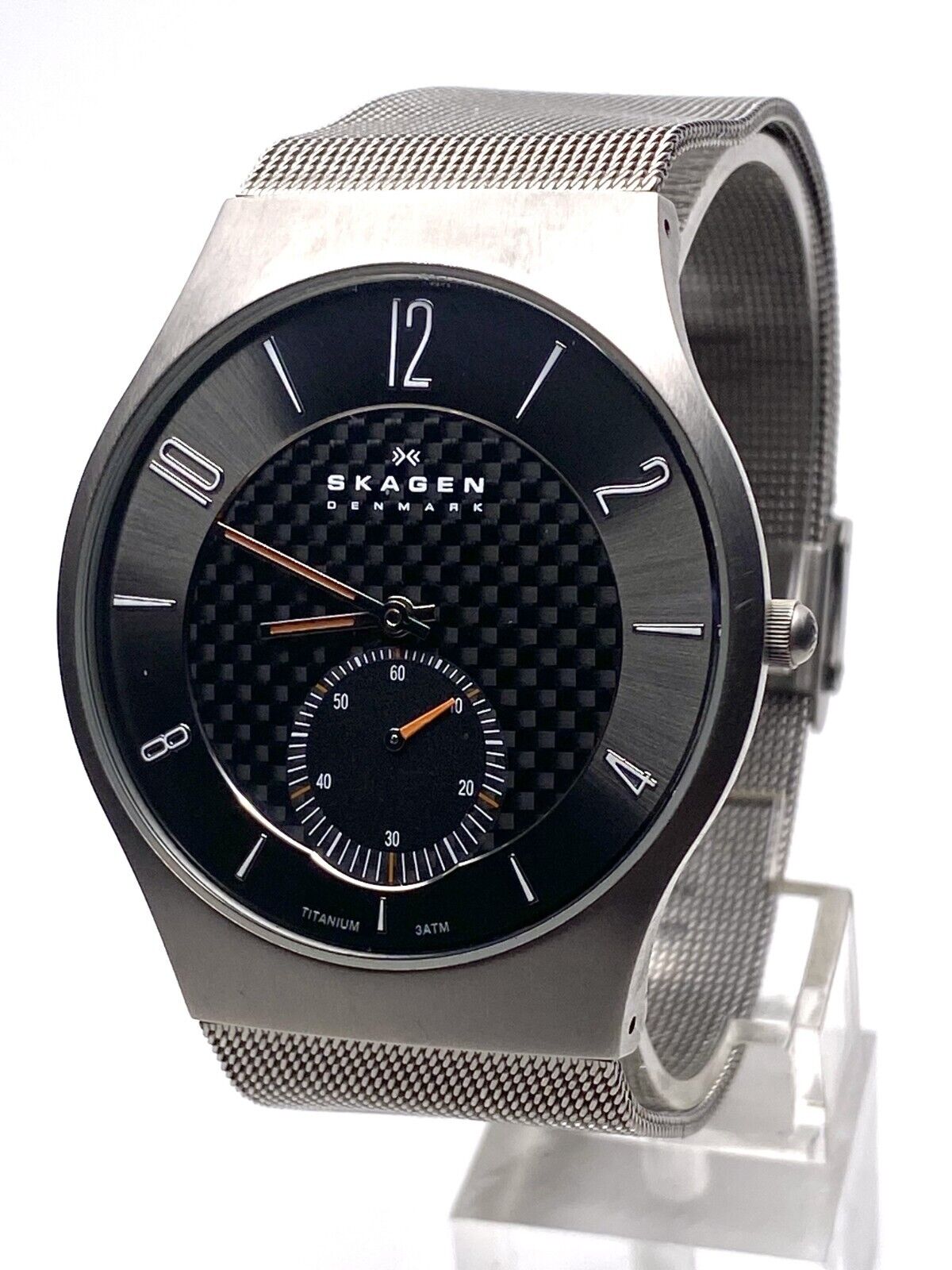 SKAGEN DENMARK 805XLTTM TITANIUM BLACK DIAL GUNMETAL STEEL MESH