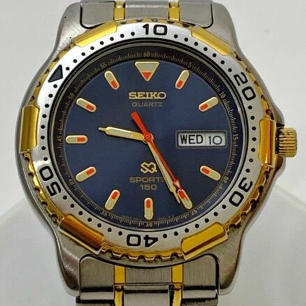 Seiko Quartz Sports 150 Watch Date Display Great Condition 7N436029