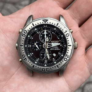 SEIKO AGS TITANIUM SCUBA 200M 3M22-0B10 + NEW CAPACITOR BATTERY