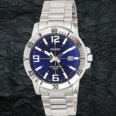 Casio Men's Diver Style Stainless Steel Watch (Model: MTPVD01D-2BV) (Blue  Dial)