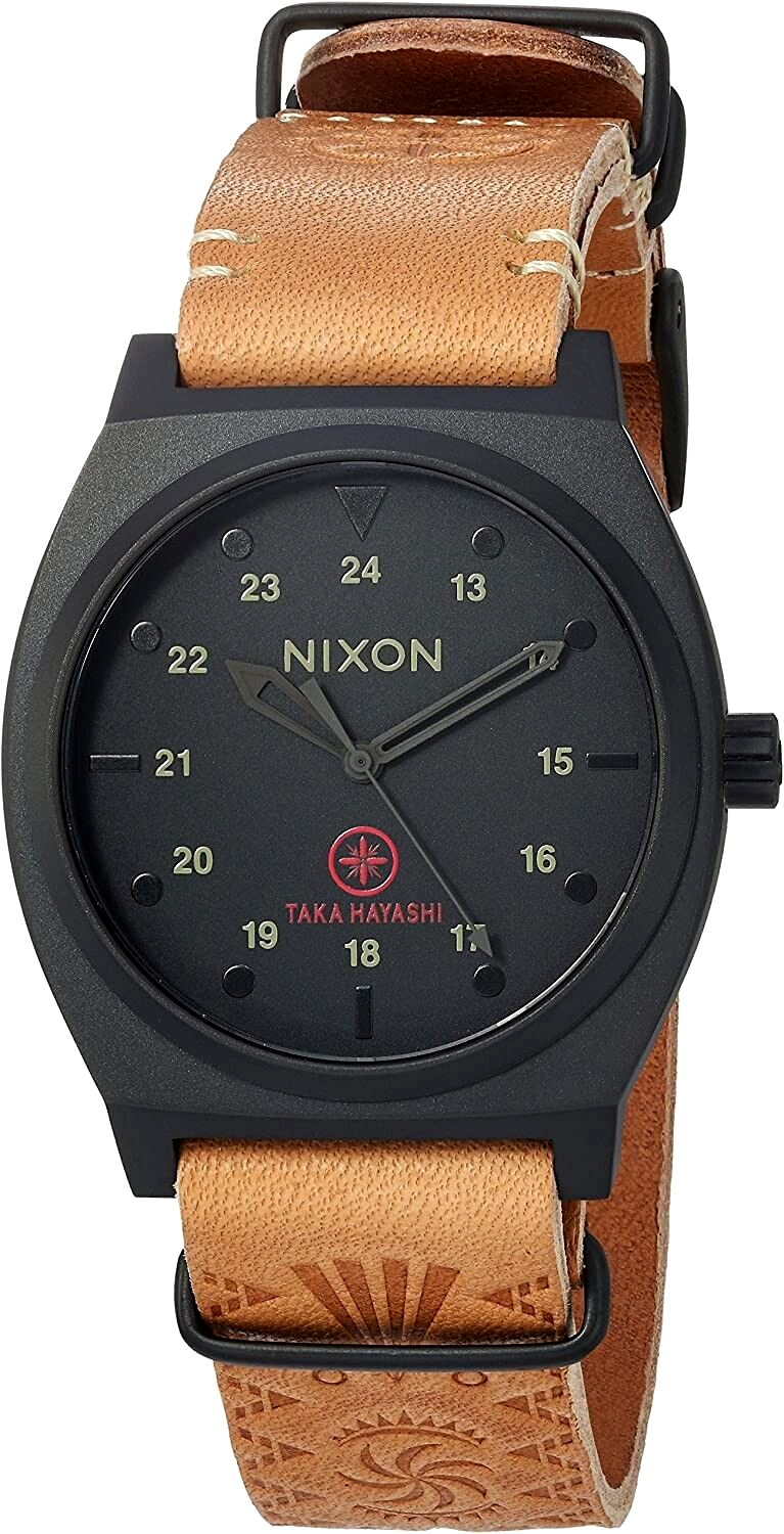 NIXON X A11202519 Taka Hayashi Time Teller Leather Black Dial 
