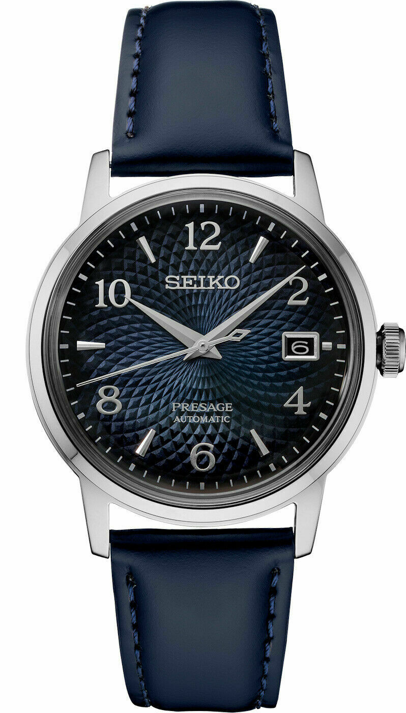 Seiko Men's Presage Blue Dial Blue Leather Watch SRPE43 New In Box ...