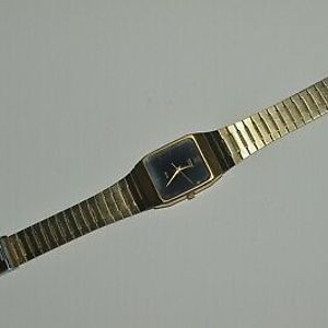Vintage SEIKO SX Watch 5Y95-5000 Quartz Unisex Black Dial Gold