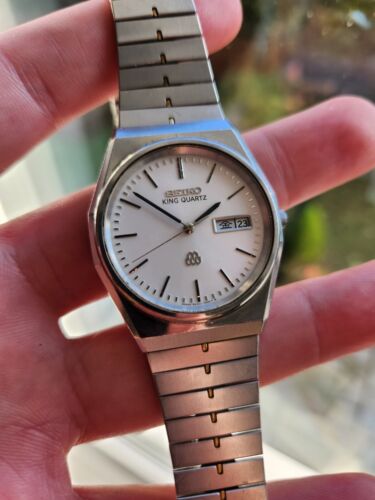 Vintage 1983, WHITE SEIKO KING QUARTZ, 9443-7000, Mens Watch, FOR