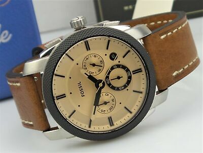 FOSSIL MACHINE Chronograph Watch FS5620 Men's Brown Leather Strap