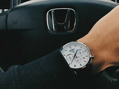 Seiko SSB291P1 Quartz Chronograph Blue Leather Strap Men's Watch |  WatchCharts