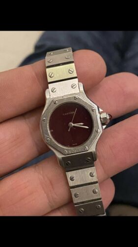 CARTIER SANTOS OCTAGON 24MM BURGUNDY DIAL